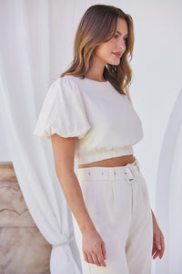 Alina Cream Top and Belted Pant Set