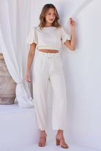Load image into Gallery viewer, Alina Cream Top and Belted Pant Set
