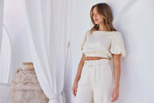 Load image into Gallery viewer, Alina Cream Top and Belted Pant Set