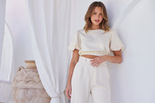 Load image into Gallery viewer, Alina Cream Top and Belted Pant Set
