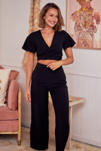 Load image into Gallery viewer, Kendell Black Tie Top and High Waist Pant Set