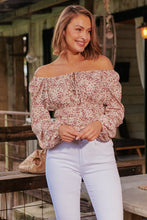Load image into Gallery viewer, Tilly Leopard Beige Long Sleeve Shirred Top