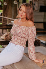 Load image into Gallery viewer, Tilly Leopard Beige Long Sleeve Shirred Top
