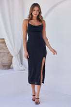 Load image into Gallery viewer, Devon Black Cowl Neck Sparkle Evening Dress