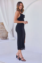 Load image into Gallery viewer, Devon Black Cowl Neck Sparkle Evening Dress