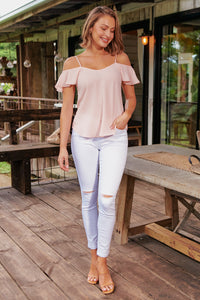 Tegan Cold Shoulder Dusty Pink Top