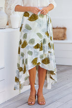 Load image into Gallery viewer, Acacia White/Green Leaf Print Wrap Maxi Skirt