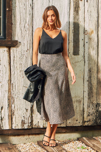 Mira Brown Speckled Aline Skirt
