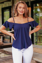 Load image into Gallery viewer, Tegan Cold Shoulder Navy Top