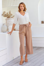 Load image into Gallery viewer, Denver Tie Waist Caramel Linen Pants