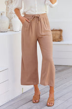 Load image into Gallery viewer, Denver Tie Waist Caramel Linen Pants