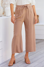 Load image into Gallery viewer, Denver Tie Waist Caramel Linen Pants