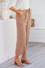 Load image into Gallery viewer, Denver Tie Waist Caramel Linen Pants
