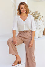 Load image into Gallery viewer, Denver Tie Waist Caramel Linen Pants