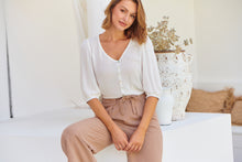 Load image into Gallery viewer, Denver Tie Waist Caramel Linen Pants