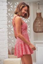 Load image into Gallery viewer, Andy Red/White Shoulder Tie Summer Playsuit