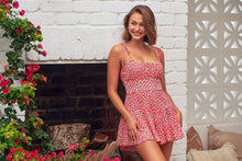 Load image into Gallery viewer, Andy Red/White Shoulder Tie Summer Playsuit
