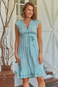 Maggie Mint Green Floral Midi Dress