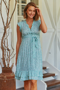 Maggie Mint Green Floral Midi Dress