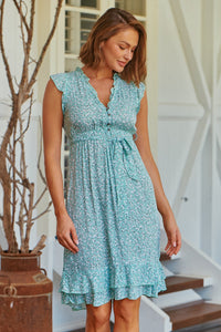 Maggie Mint Green Floral Midi Dress
