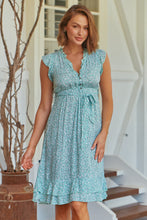 Load image into Gallery viewer, Maggie Mint Green Floral Midi Dress