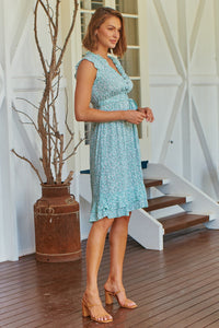 Maggie Mint Green Floral Midi Dress