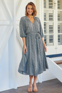Blair Black Leopard Tie Waist Maxi Dress
