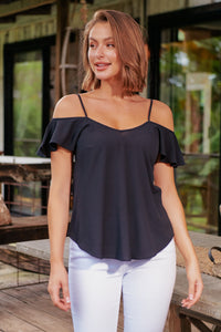 Tegan Cold Shoulder Black Top