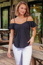 Load image into Gallery viewer, Tegan Cold Shoulder Black Top