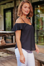 Load image into Gallery viewer, Tegan Cold Shoulder Black Top