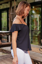 Load image into Gallery viewer, Tegan Cold Shoulder Black Top