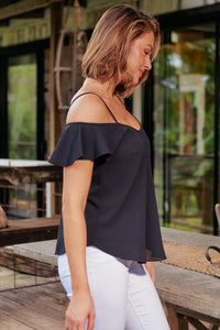 Tegan Cold Shoulder Black Top