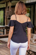 Load image into Gallery viewer, Tegan Cold Shoulder Black Top