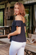 Load image into Gallery viewer, Tegan Cold Shoulder Black Top
