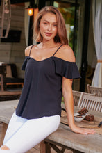 Load image into Gallery viewer, Tegan Cold Shoulder Black Top