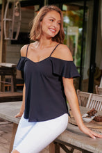 Load image into Gallery viewer, Tegan Cold Shoulder Black Top