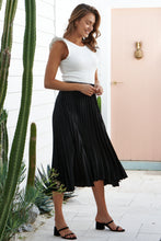 Load image into Gallery viewer, Adelaide Pleated Black Satin Aline Skirt