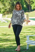 Load image into Gallery viewer, Malika 3/4 Sleeve Black Leopard Print Top