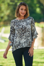 Load image into Gallery viewer, Malika 3/4 Sleeve Black Leopard Print Top