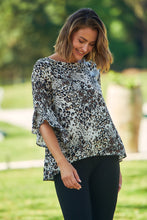 Load image into Gallery viewer, Malika 3/4 Sleeve Black Leopard Print Top