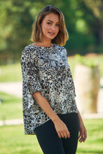 Load image into Gallery viewer, Malika 3/4 Sleeve Black Leopard Print Top