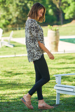 Load image into Gallery viewer, Malika 3/4 Sleeve Black Leopard Print Top