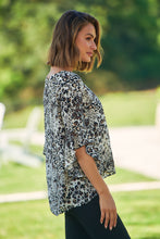 Load image into Gallery viewer, Malika 3/4 Sleeve Black Leopard Print Top