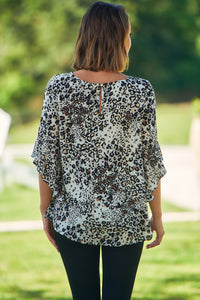 Malika 3/4 Sleeve Black Leopard Print Top