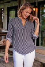 Load image into Gallery viewer, Lorna Black Stripe V Neck Shirt