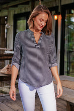 Load image into Gallery viewer, Lorna Black Stripe V Neck Shirt