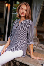Load image into Gallery viewer, Lorna Black Stripe V Neck Shirt