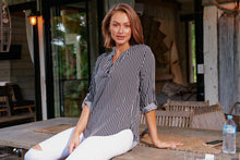 Load image into Gallery viewer, Lorna Black Stripe V Neck Shirt