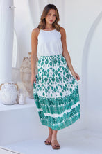 Load image into Gallery viewer, Lyla Green/White Paisley Print Maxi Skirt