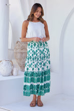 Load image into Gallery viewer, Lyla Green/White Paisley Print Maxi Skirt